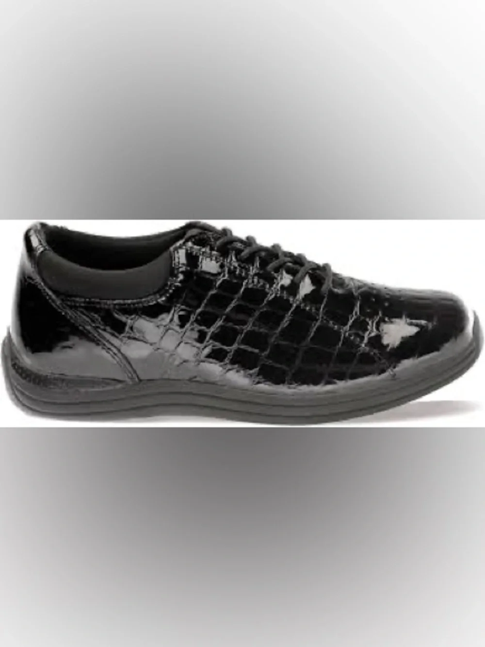 DREW Black Croc-Embossed Lace-Up Oxford Shoes